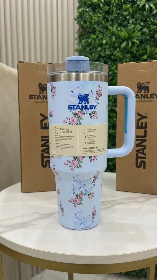 Stanley Tumbler (1200)ml –Sky Blue Floral & Bow