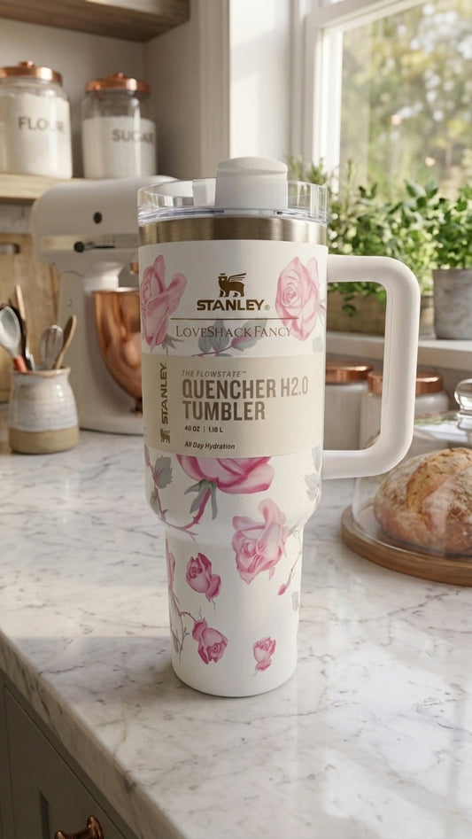 Stanley Tumbler (1200)ml - Ribbon Rose White